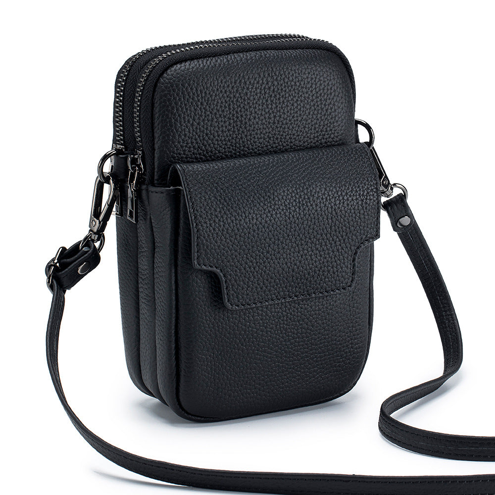 Women's Zipper Vertical Mobile Large Capacity Genuine Phone Bags