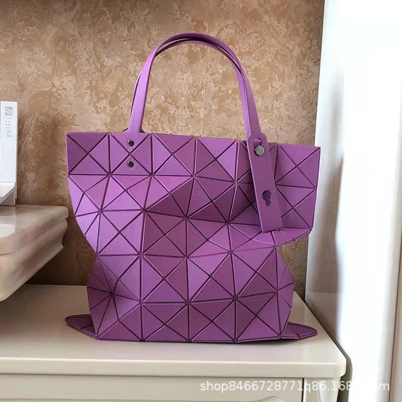 Women's Summer Grid Frosted Same Background Color Rhombic Shoulder Bags