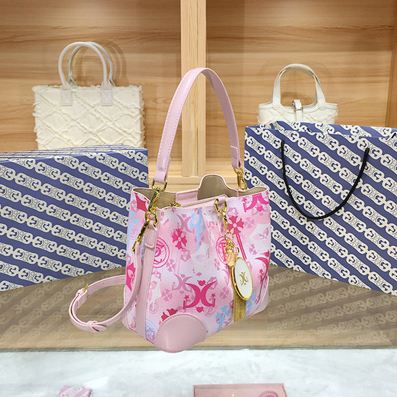 Women's Niche Iti Printing High-grade Large Capacity Bucket Bags