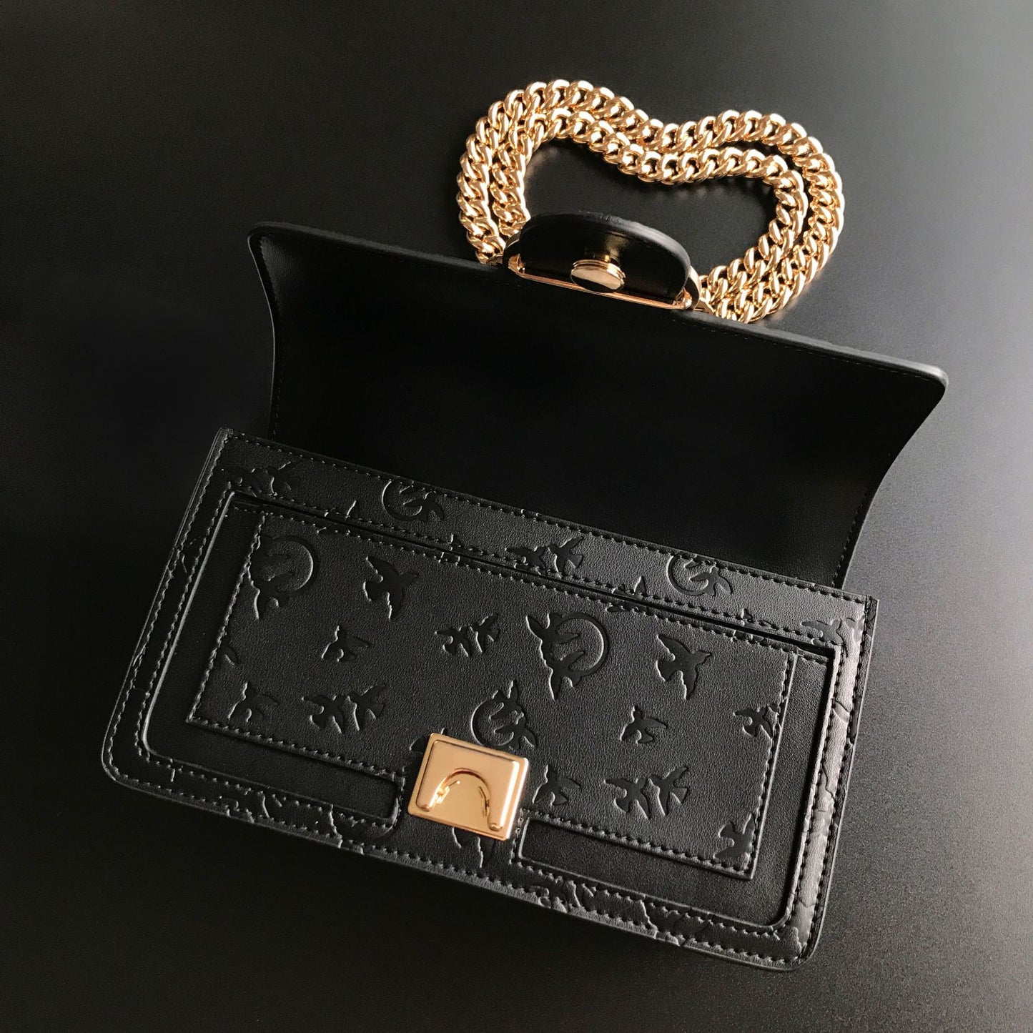 Women's Genuine Leather High Quality Embossed Chain Armpit Bags