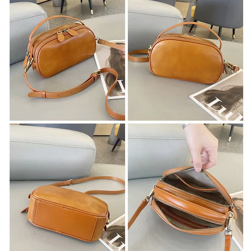 Korean Style Simple Top Layer Vegetable Tanning Phone Bags