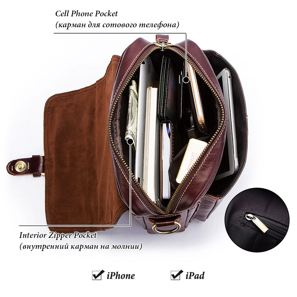 Men's Paul Vintage First Layer Cowhide Flap Men's Messenger Bags