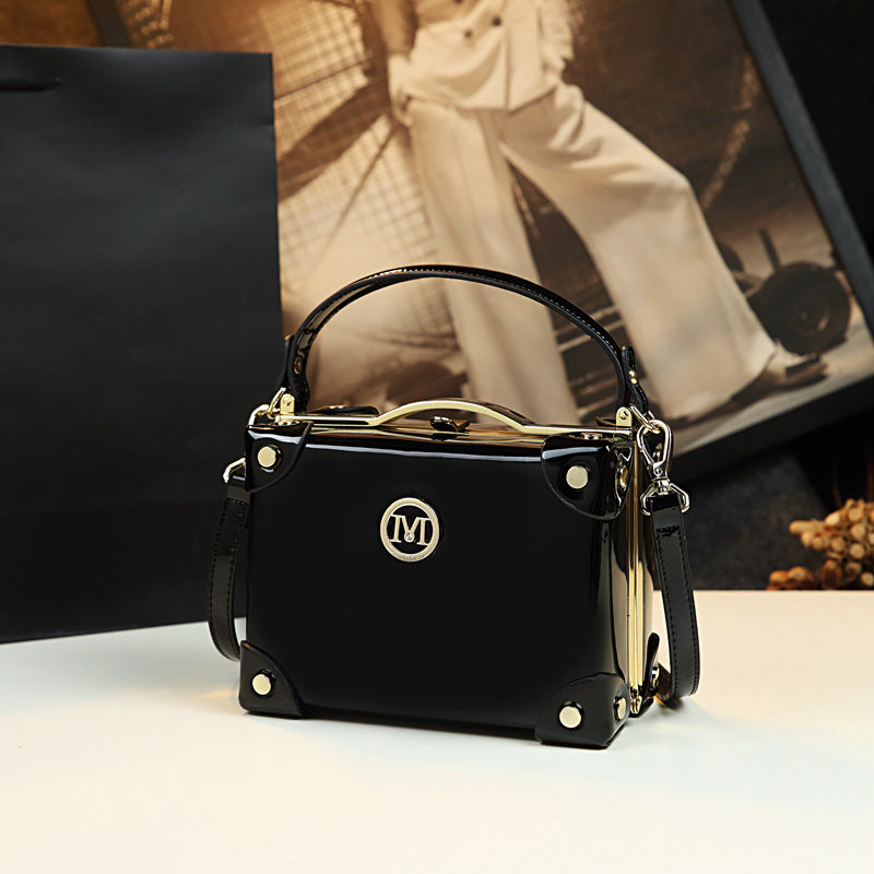 Women's Niche Design Box Patent Leather Trendy Crossbody Bags