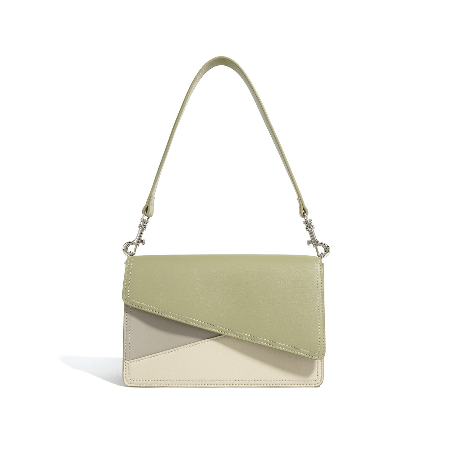 Geometric Simple Commute Contrast Color Cowhide Crossbody Bags
