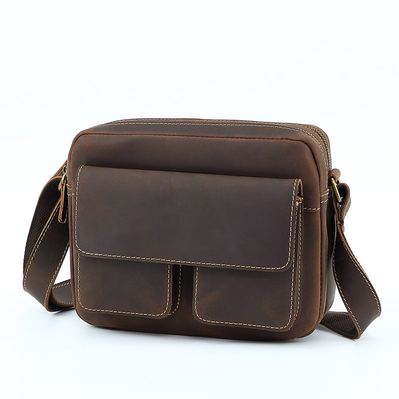 Men's First Layer Cowhide Leather Back Difference Men's Messenger Bags