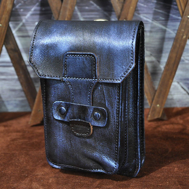 Men's Top Layer Crazy Horse Skin Cowhide Trendy Men's Chest Bags