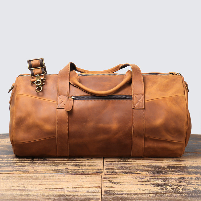 Men's Leather Portable Business Trip Cowhide Large Travel Bags