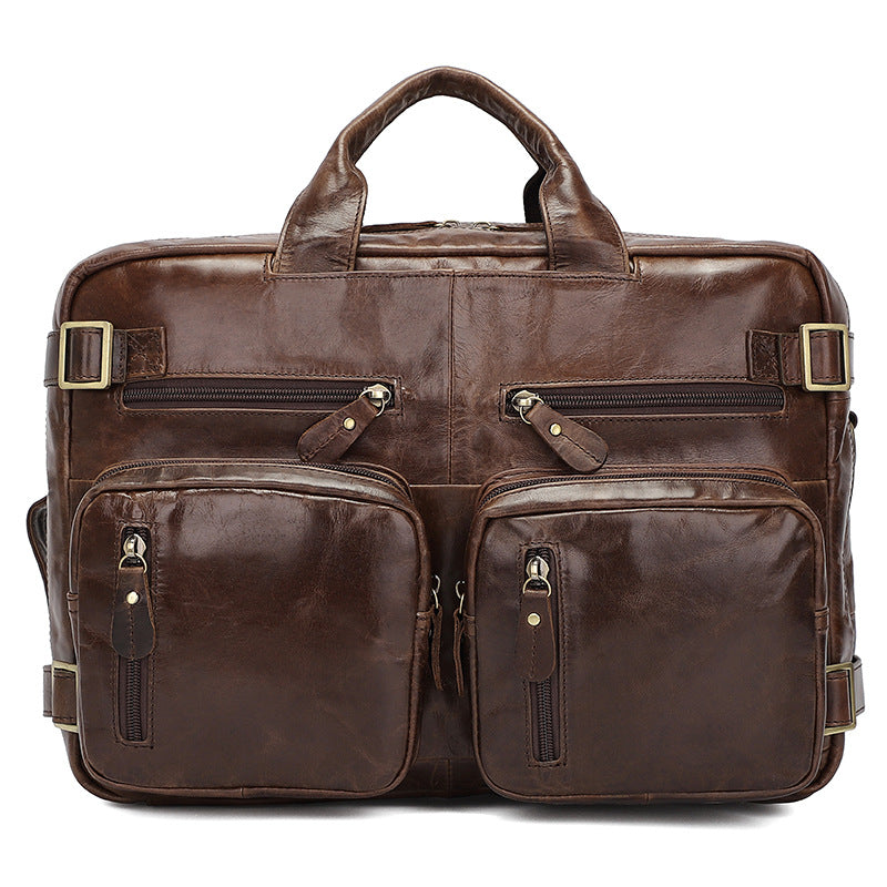 Men's Retro Oil Wax Leather Computer Men's Handbags