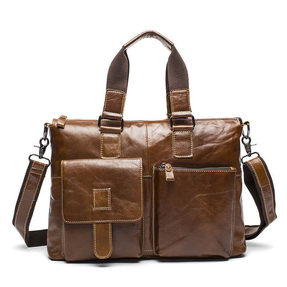 Men's Leather Business Retro Large Capacity Men's Briefcases