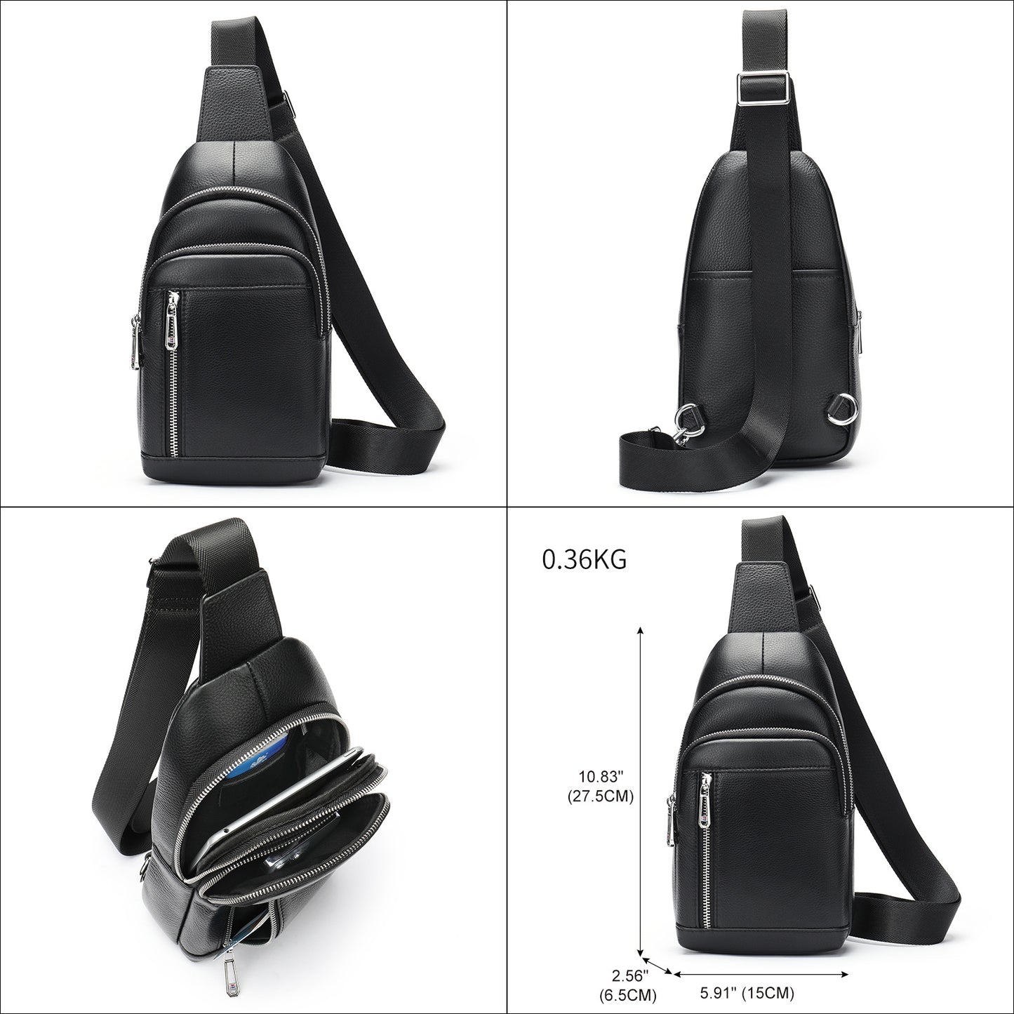 Men's Attractive Fashion Leather Trendy Motorcycle Men's Chest Bags