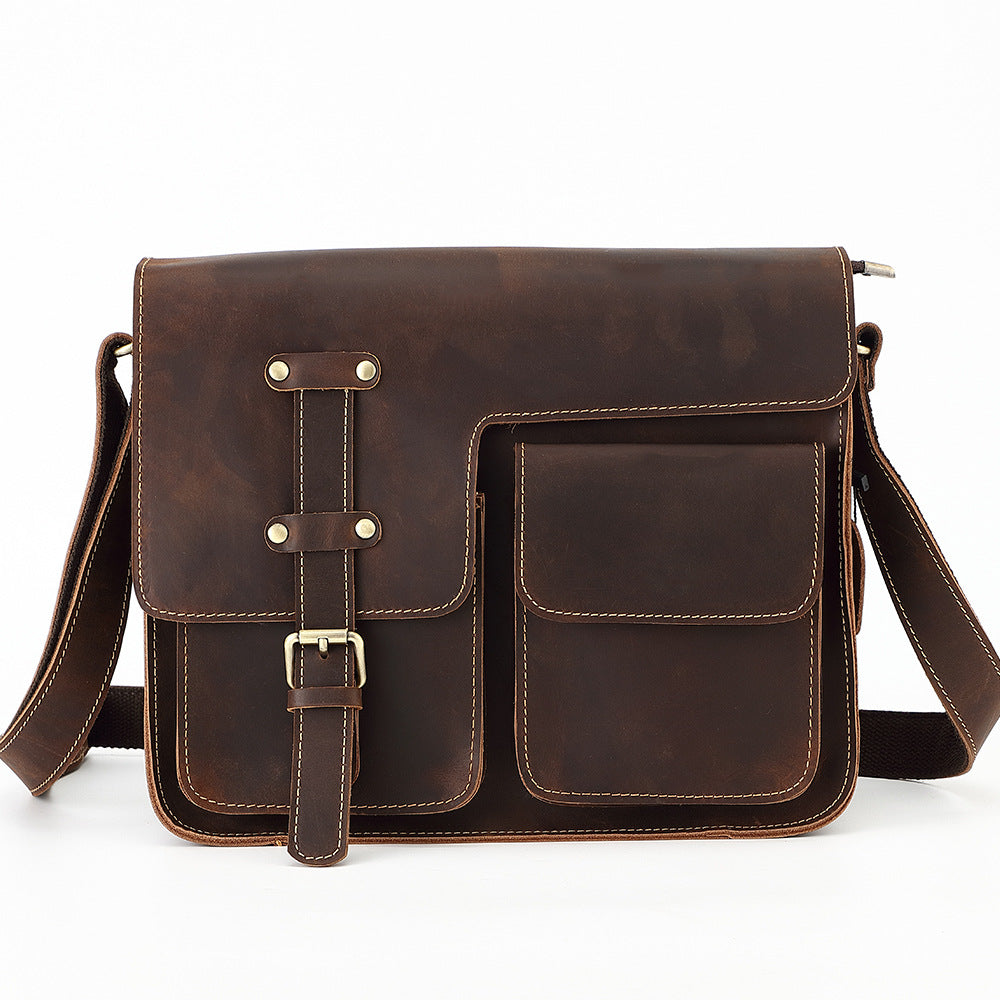 Men's Slouchy Leather Crazy Horse Computer Men's Messenger Bags