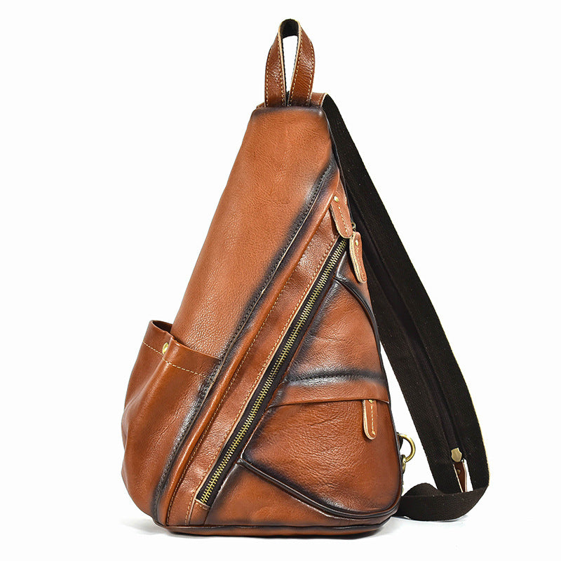 Men's Classy Vintage Leather Vegetable Tanned Men's Chest Bags