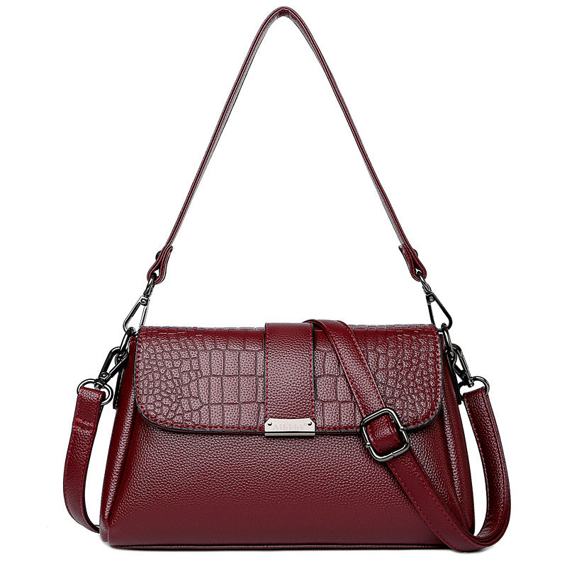 Women's Fashion Mom Crocodile Pattern Soft Leather Crossbody Bags