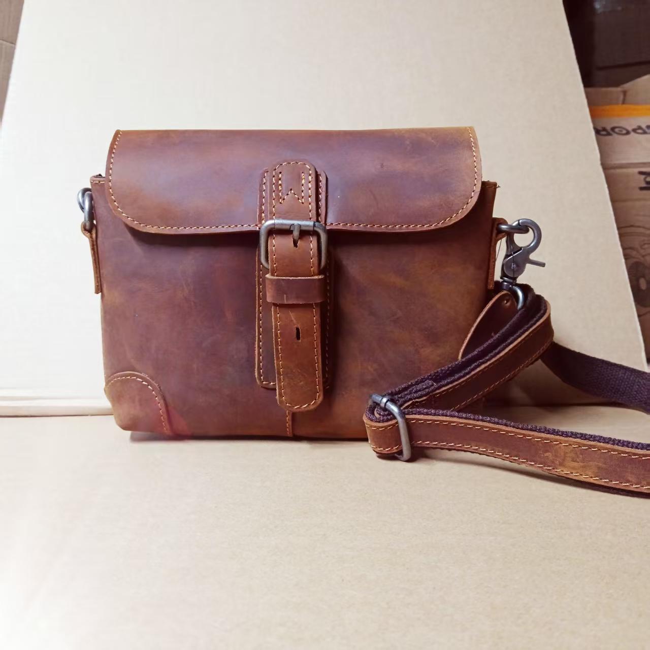 Men's Crazy Horse Leather Genuine First Layer Men's Shoulder Bags