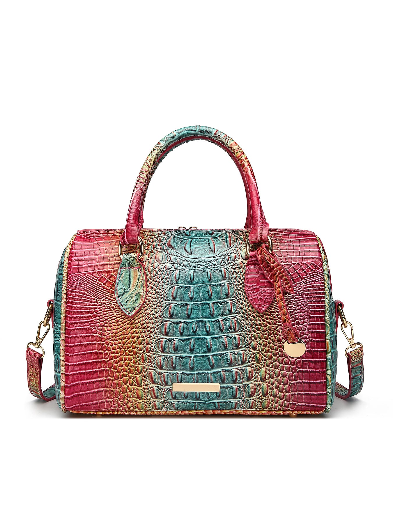 Women's Portable Underarm Vintage Brahmin Crocodile Pattern Handbags