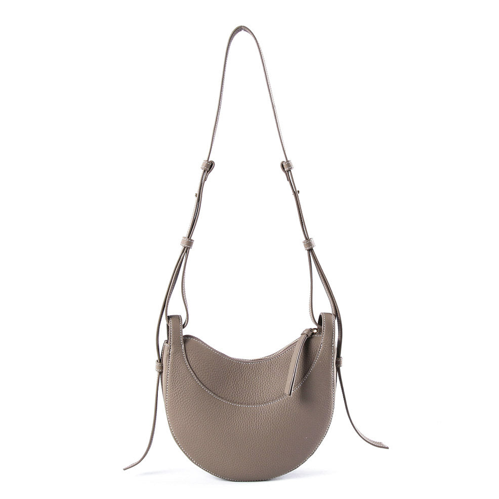Women's French Niche Semicircle First Layer Leather Shoulder Bags