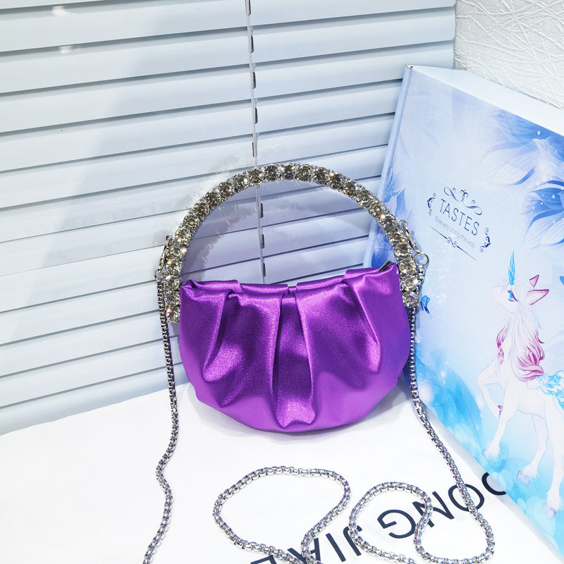 Round Diamond Pleated Dinner Niche Cloud Crossbody Bags