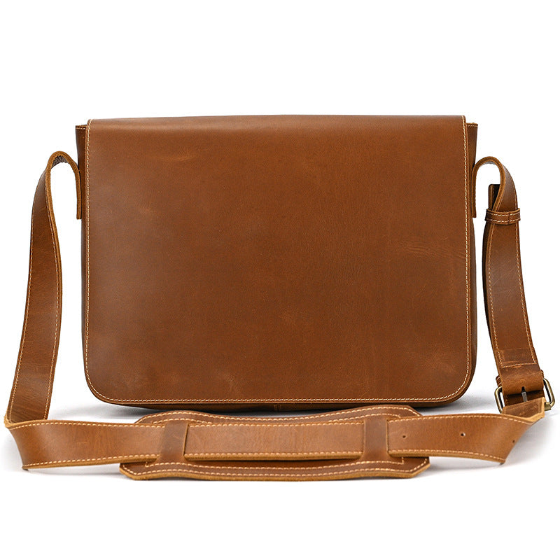 Men's Crazy Horse Leather Vintage Genuine Cowhide Men's Shoulder Bags
