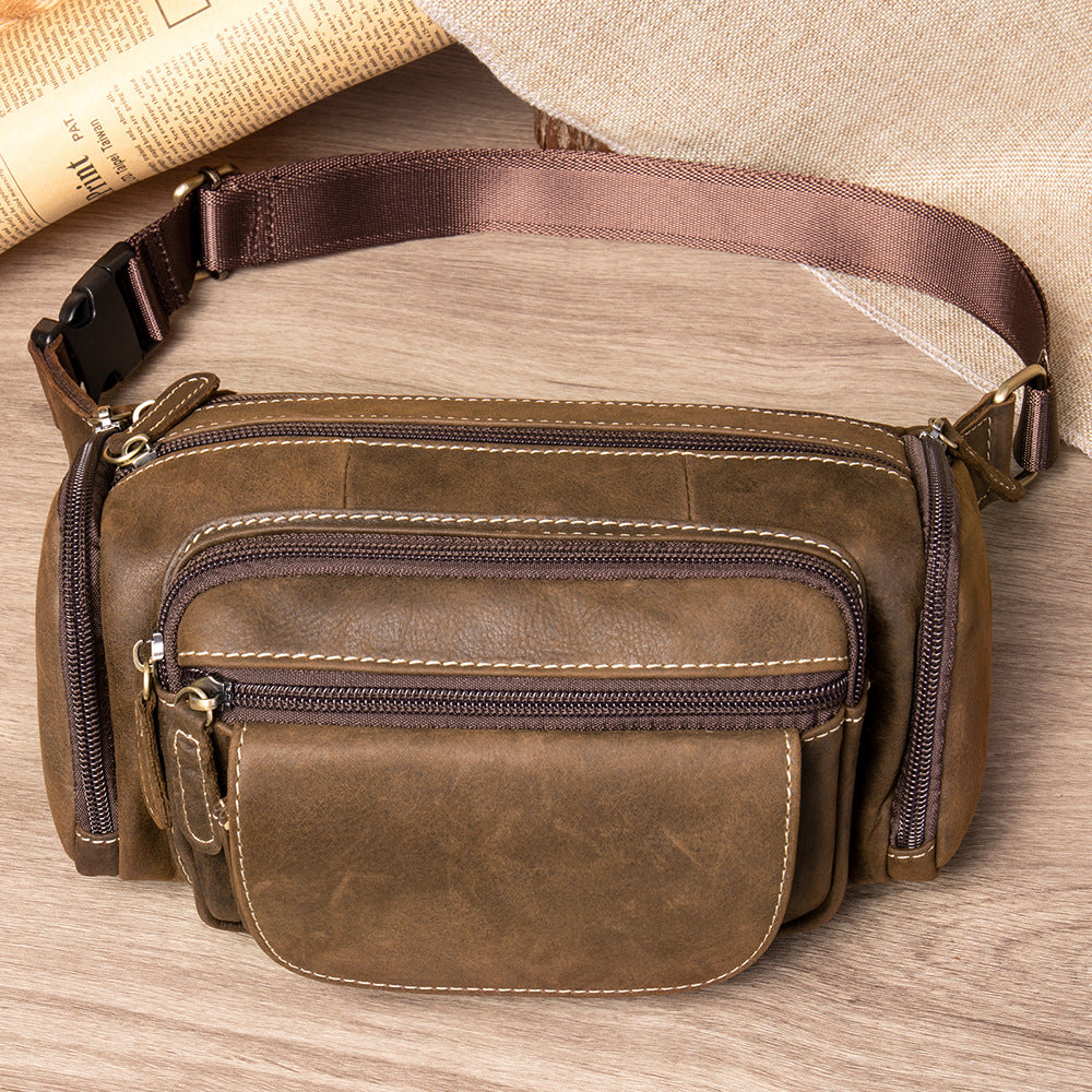 Men's Checkout Genuine Leather Wear Mobile Pouch Men's Waist Packs