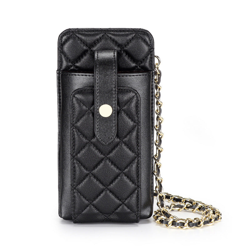 Women's Classic Style Rhombus Vertical Mobile Chain Phone Bags