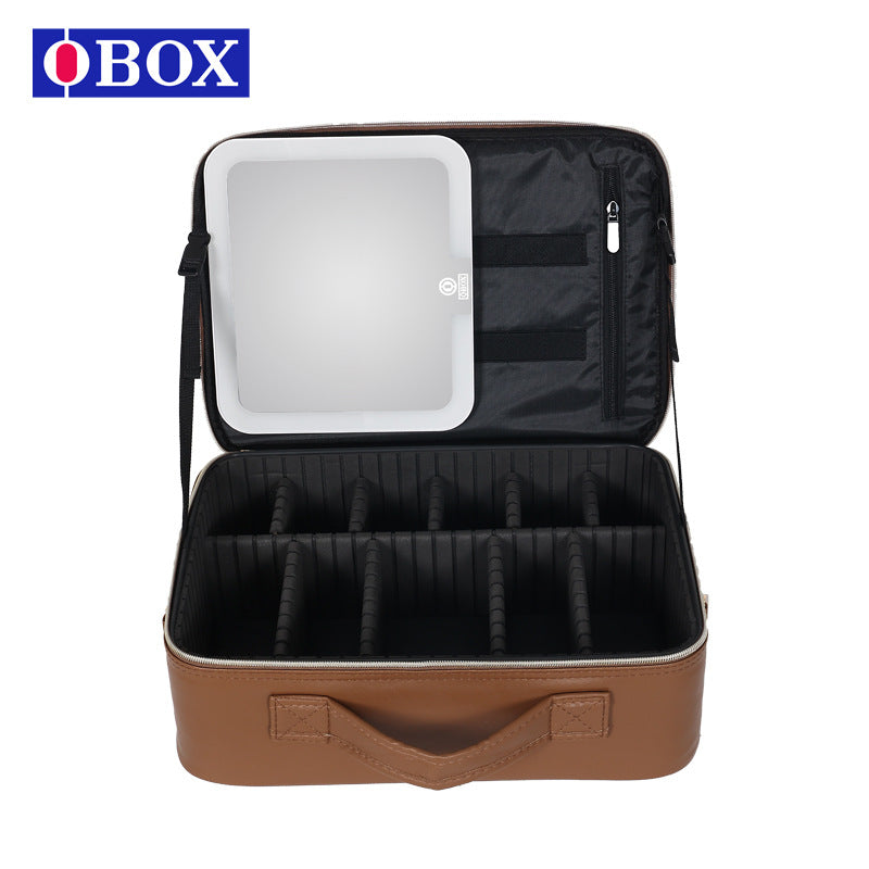 Women's Fashion Plaid With Mirror Cosmetics Storage Bags
