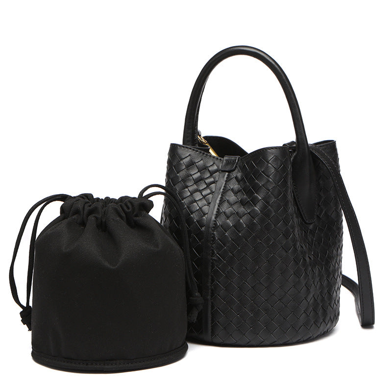 Women's Woven Sheepskin Portable Vegetable Basket Handbags