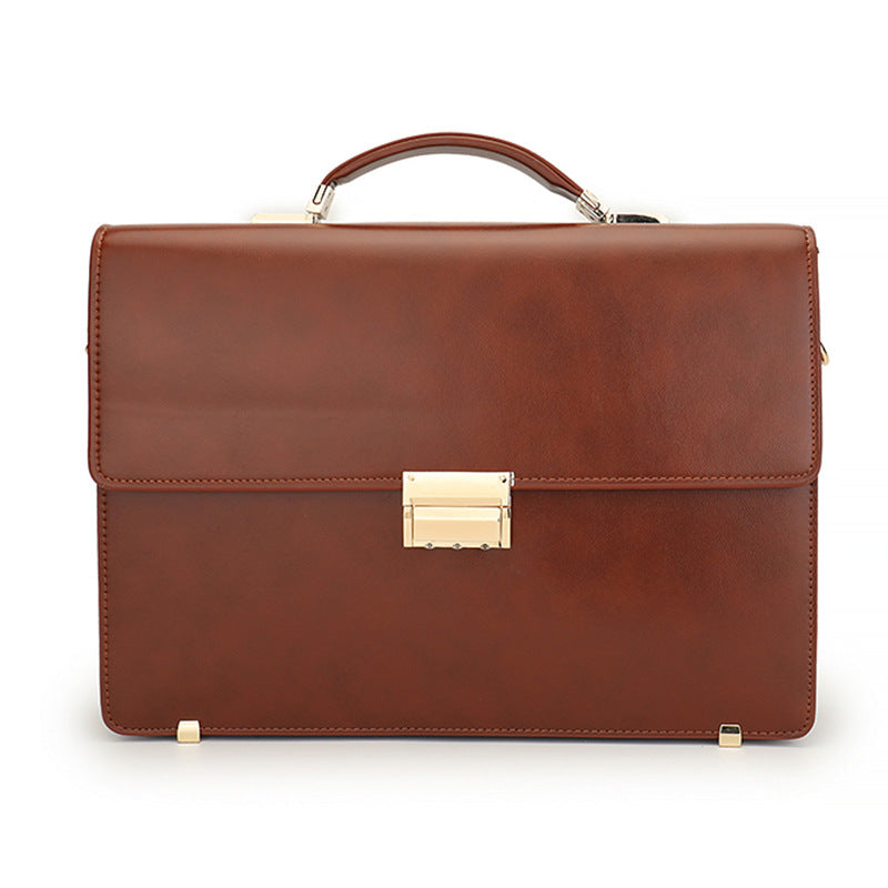 Men's Business Password Genuine Leather Vintage Computer Lock