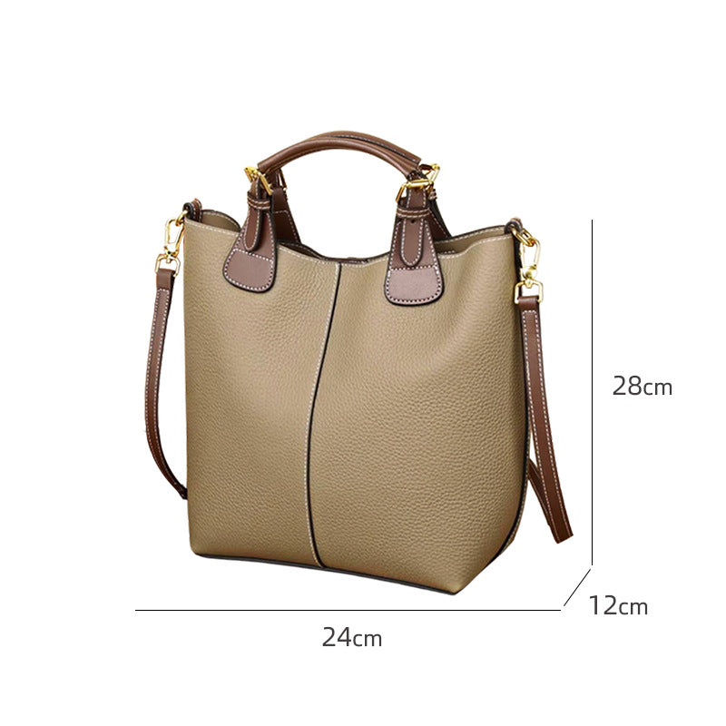 Women's Vintage Genuine Leather Pattern Portable Fashion Bucket Bags