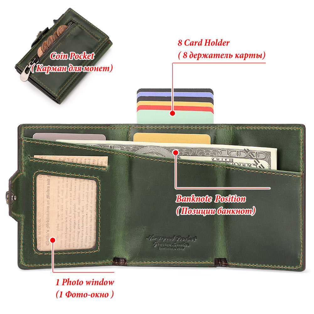 First Layer Cowhide Automatic Delivery Metal Card Holder