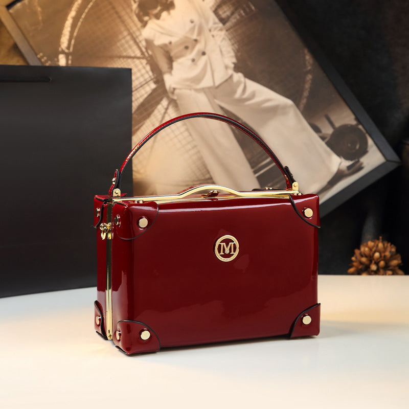 Women's Niche Design Box Patent Leather Trendy Crossbody Bags