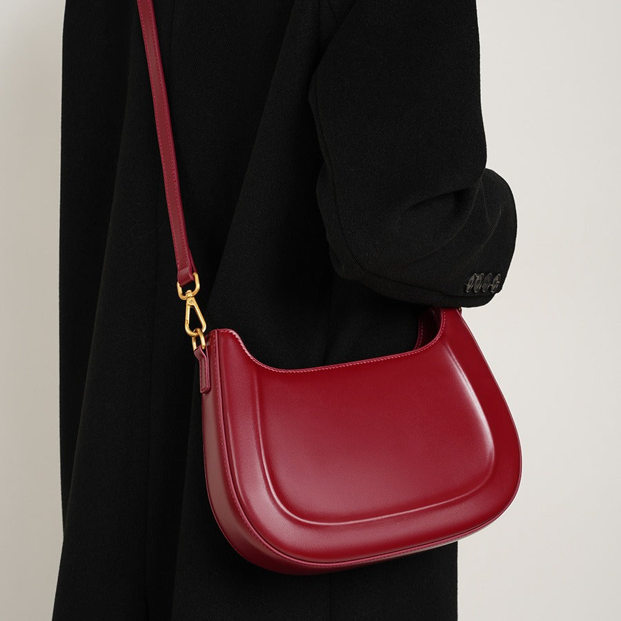 Women's Vintage Saddle Red Wedding Genuine Leather Crossbody Bags