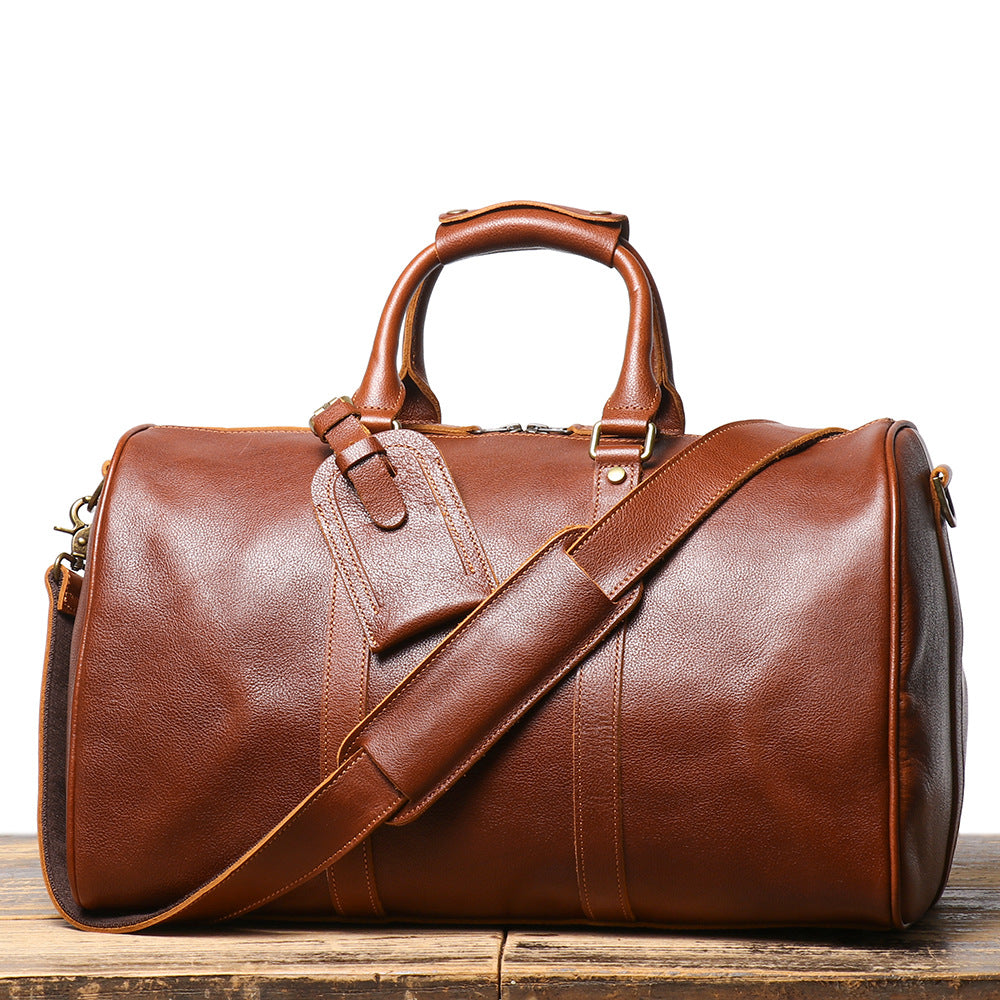 Men's Retro Leather Large Capacity Cowhide Travel Bags