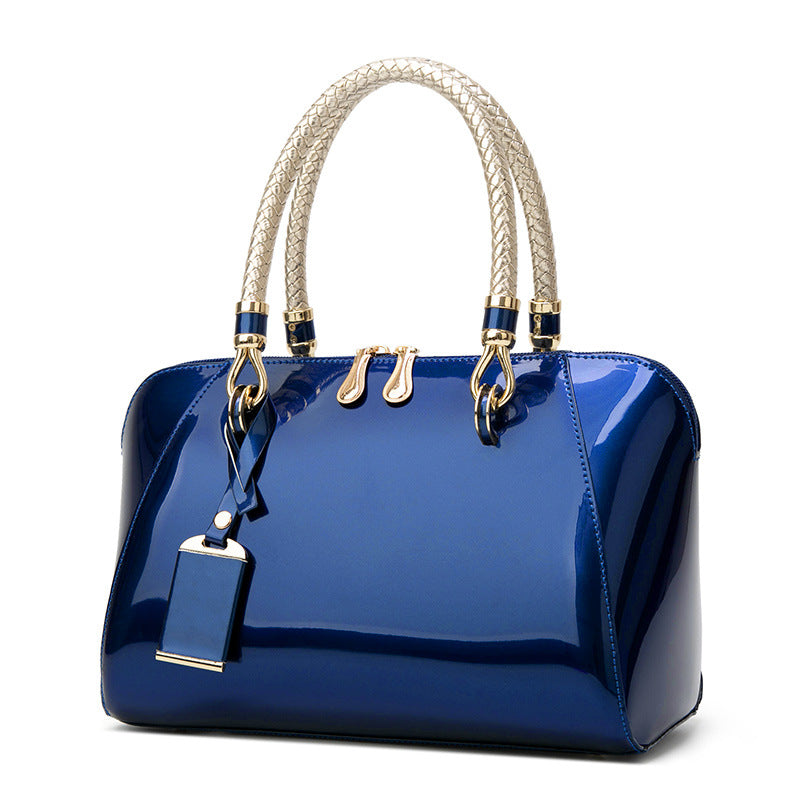 Women's Patent Leather Shiny Boston Fashion Shoulder Bags