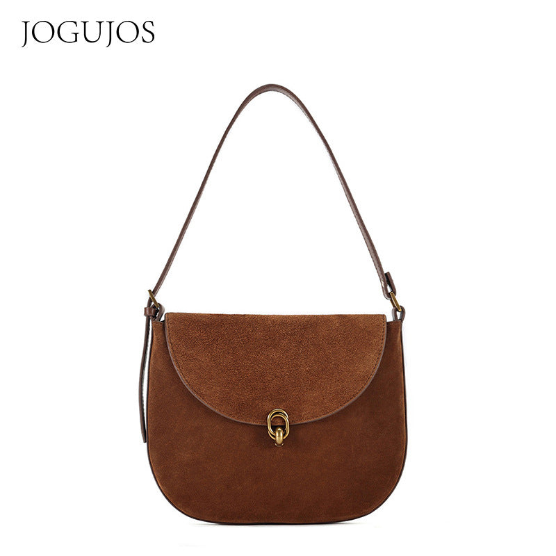 Women's Suede Leather Fashion Underarm Genuine Large Armpit Bags