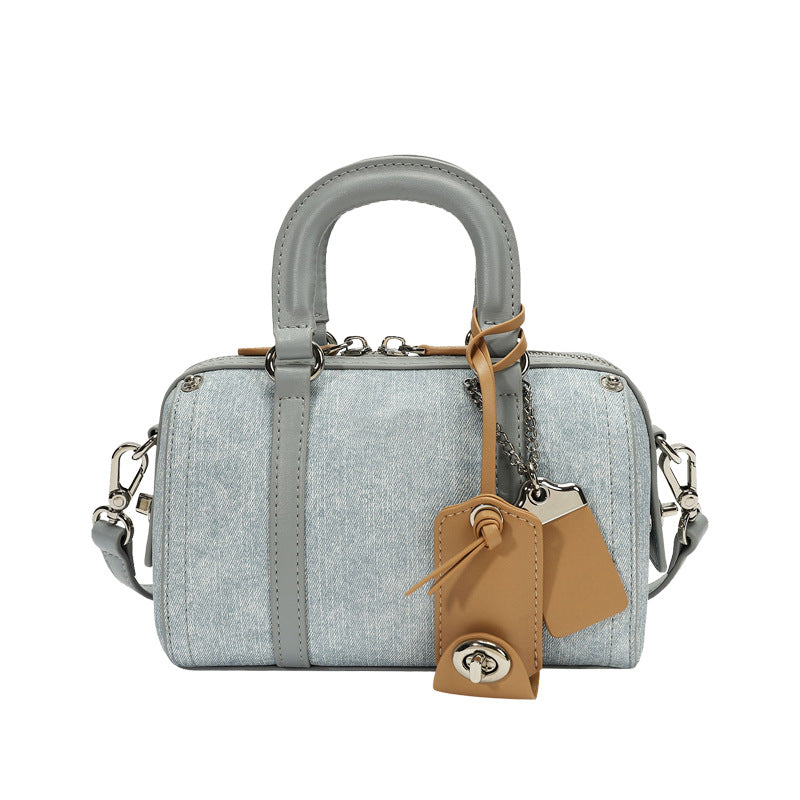 Women's Platinum Blue Sea Pillow Spring Niche Small Square Bags