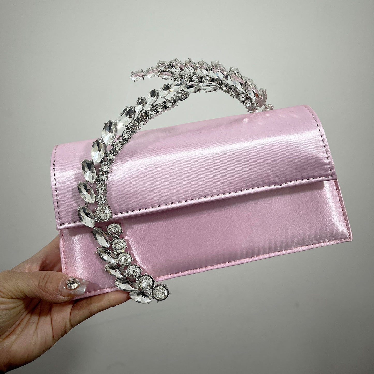 Women's Innovative Rhinestone Diamond Satin Dinner Small Square Bags
