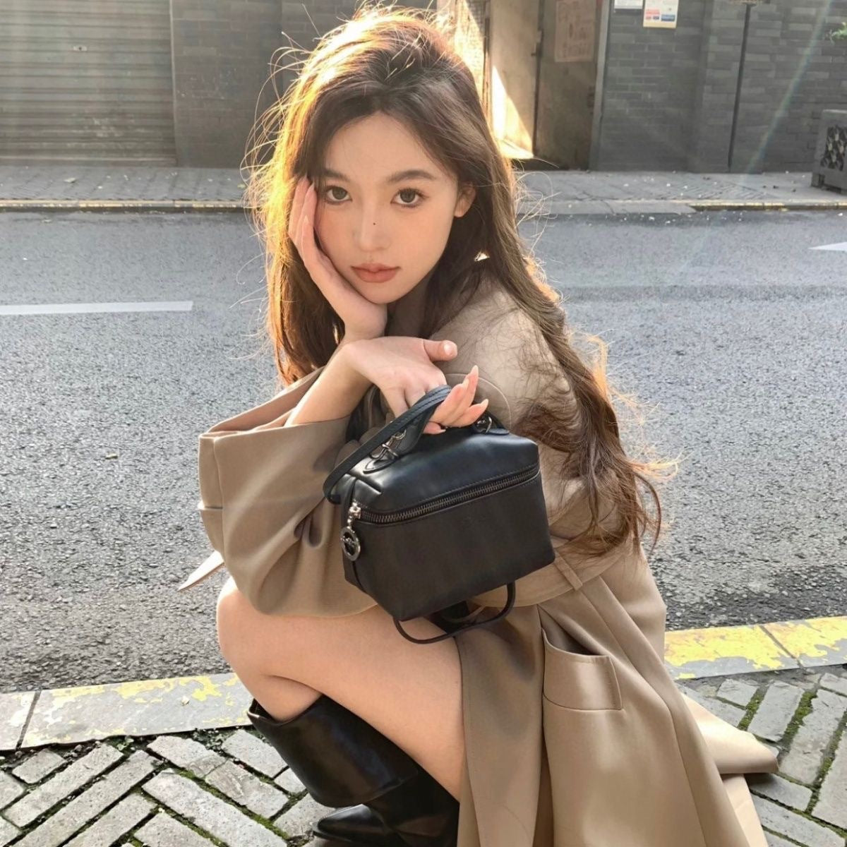 High Quality Cowhide Portable Leather Box Armpit Bags