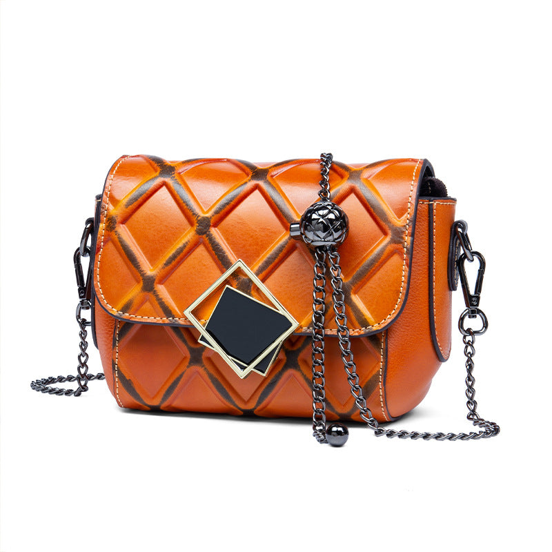 Women's Retro First Layer Cowhide Authentic Leather Tactile Crossbody Bags