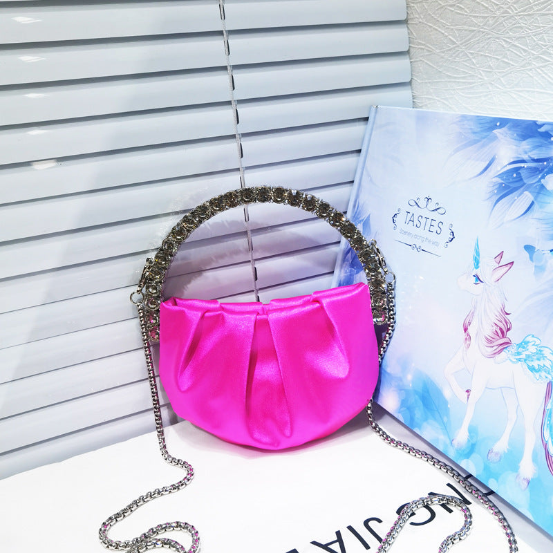 Round Diamond Pleated Dinner Niche Cloud Crossbody Bags