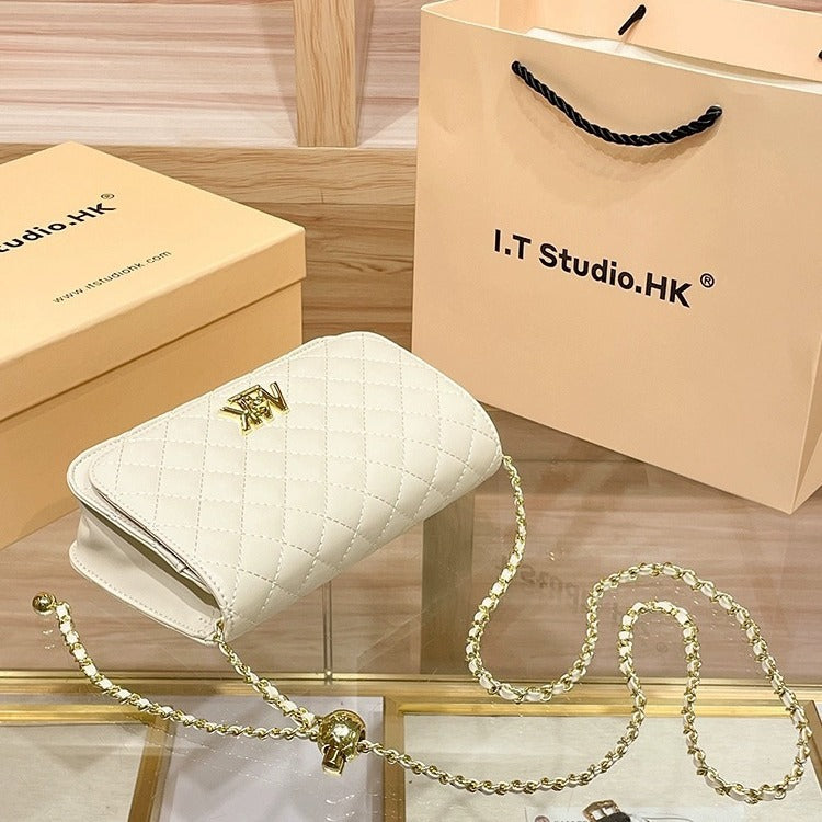 Women's Simple Sheepskin Chain Style Diamond Crossbody Bags
