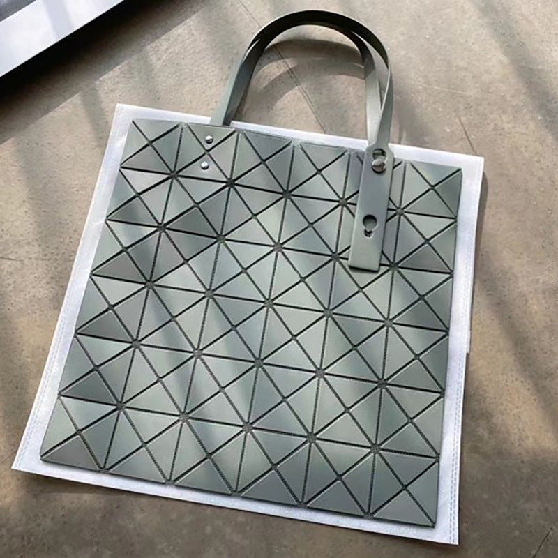 Women's Summer Grid Frosted Same Background Color Rhombic Shoulder Bags