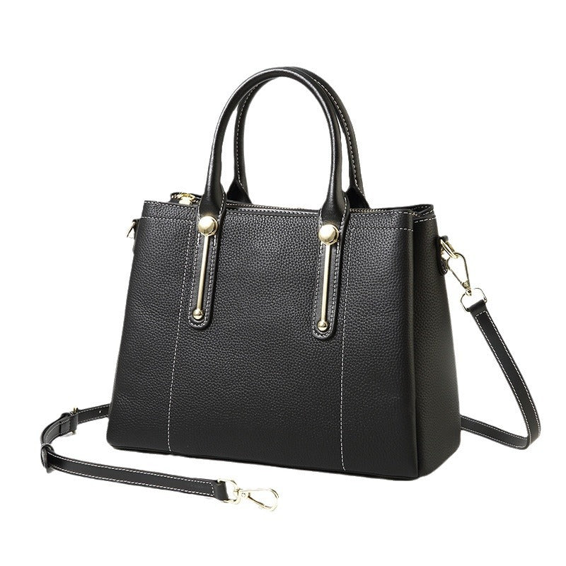 Women's Elegant Mother First Layer Cowhide Genuine Handbags