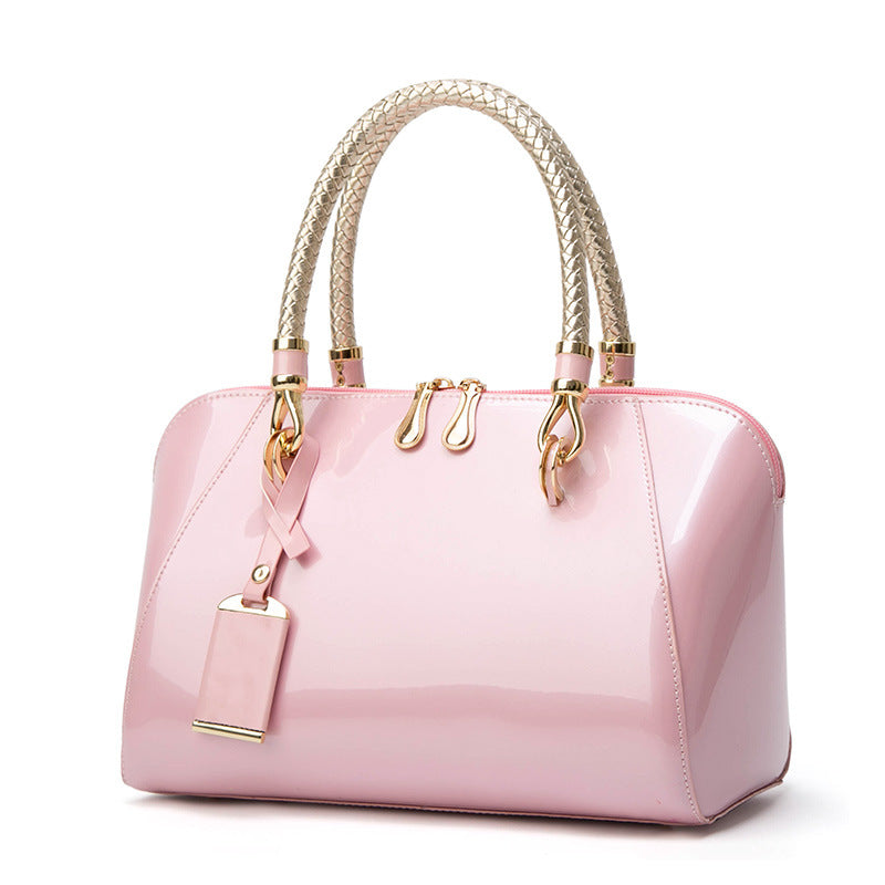 Women's Patent Leather Shiny Boston Fashion Shoulder Bags