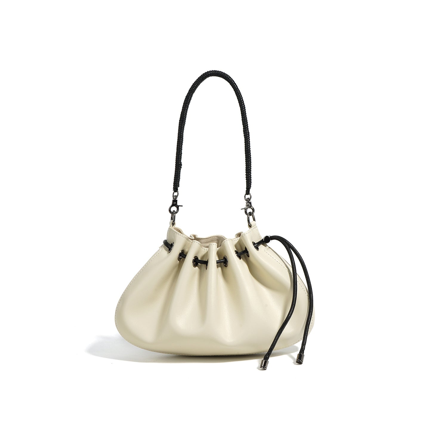 Summer Niche Top Layer Cowhide Shell Drawstring Shoulder Bags