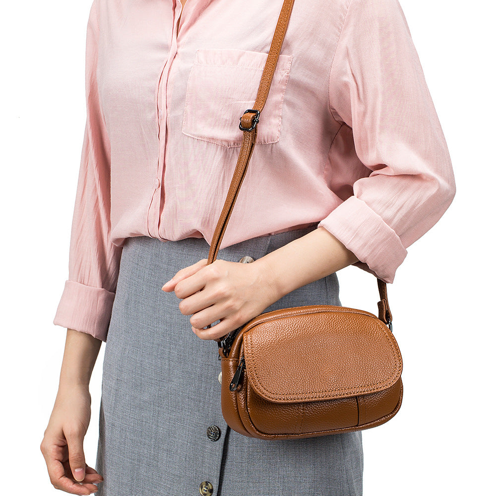 Women's Fashionable First Layer Cowhide Mini Soft Crossbody Bags