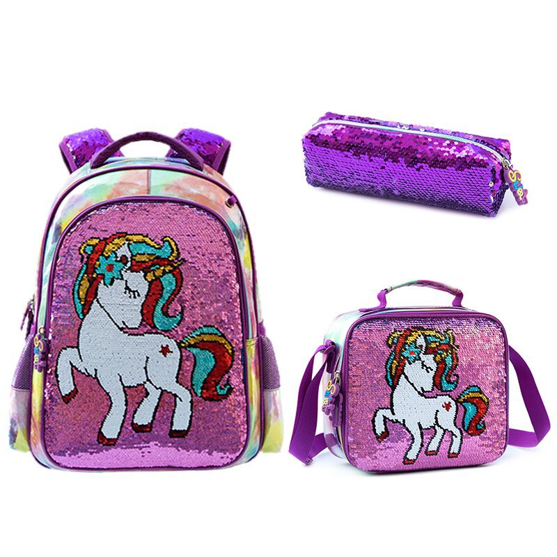 Sequin Cute Cartoon Primary Three-piece Set Elementary School Students' Schoolbags