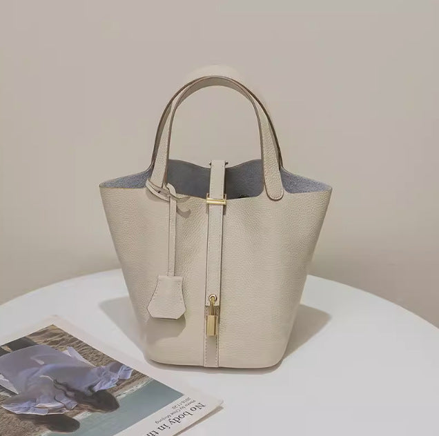 Women's Vegetable Basket Genuine Leather Autumn Bucket Bags