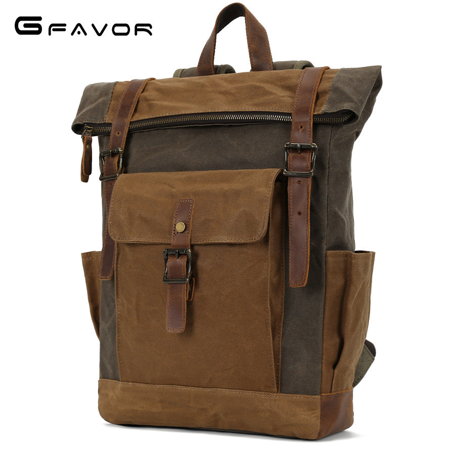 Men's Vintage Oil Wax Canvas Hiking Waterproof Crazy Bags