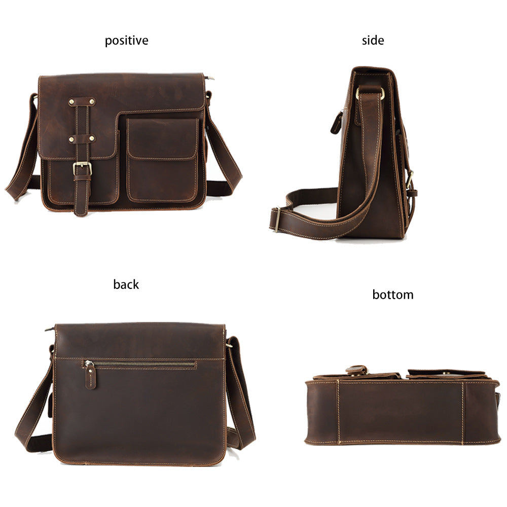 Men's Slouchy Leather Crazy Horse Computer Men's Messenger Bags