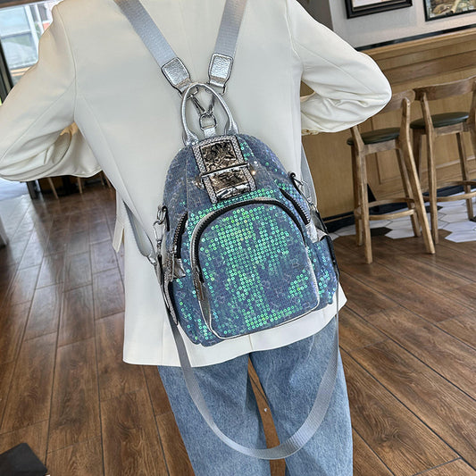 Western Style Sequin Fashion Female Personality Versatile Backpacks